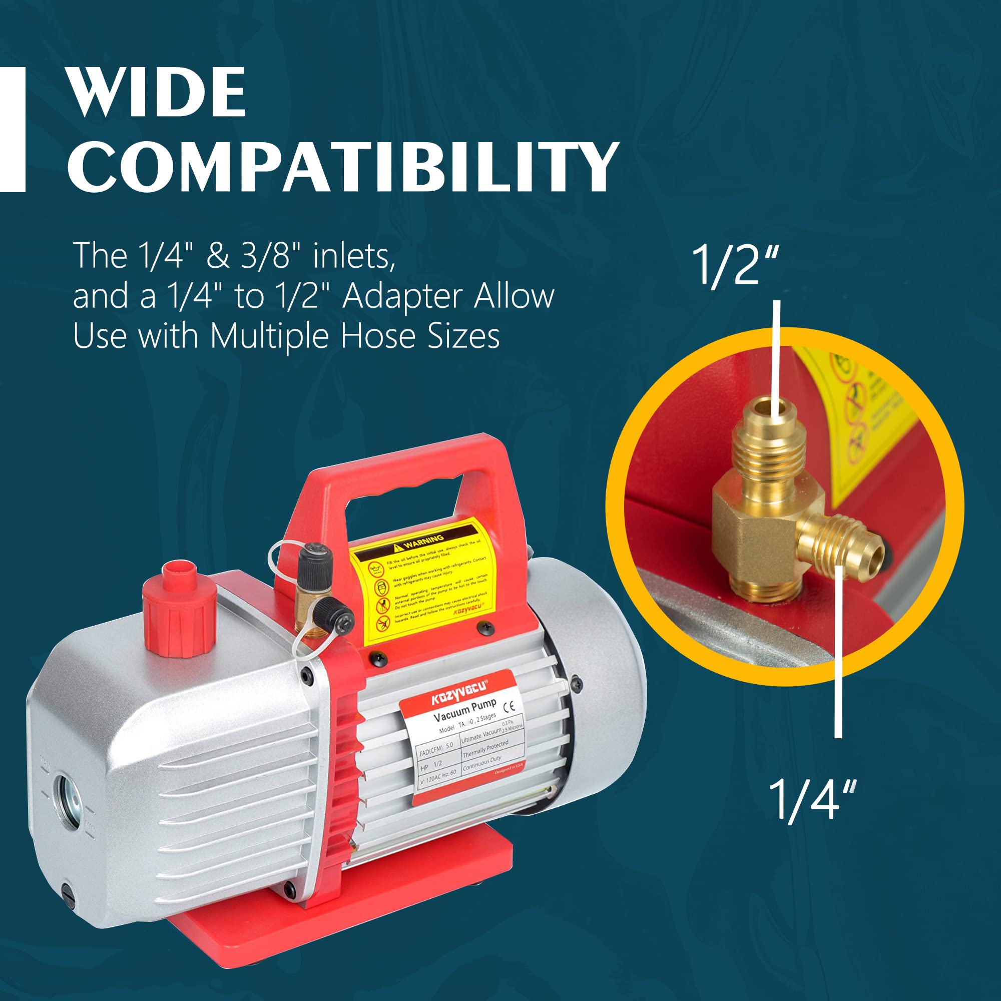 3.5CFM Single-Stage HVAC Vacuum Pump for AC Repair & Car AC Service - Professional HVAC Vacuum Pump Kit with Recovery Machine - Perfect for AC Maintenance, Refrigerant Recovery & Automotive HVAC Systems (TA350)
