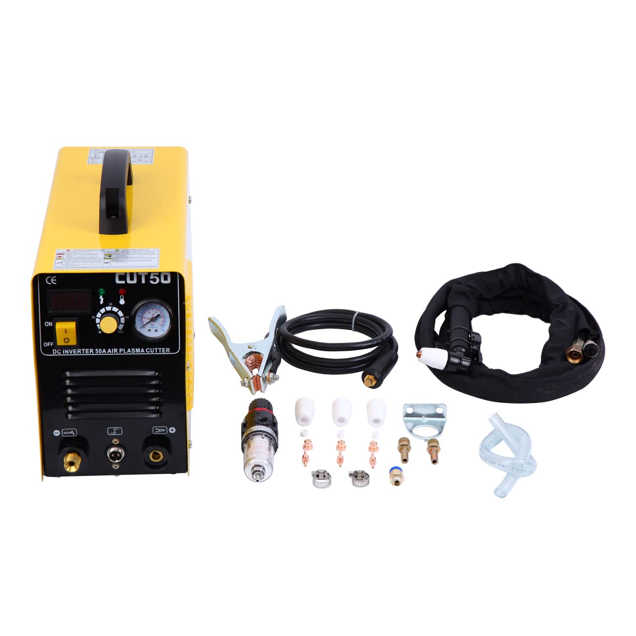 Dual Voltage 50Amp Plasma Cutter Machine - 1/2 Inch (12.7mm) Clean Cut, Portable Inverter with LCD Display & Accessories - Ideal for Metal Fabrication, DIY Projects, and Automotive Repair