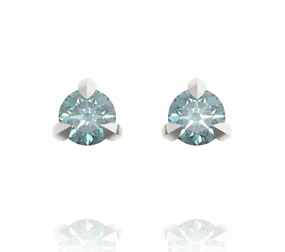 14k Gold 3mm Montana Sapphire Stud Earrings for Women - Elegant Little Leaves Design, Perfect for Everyday Wear & Special Occasions