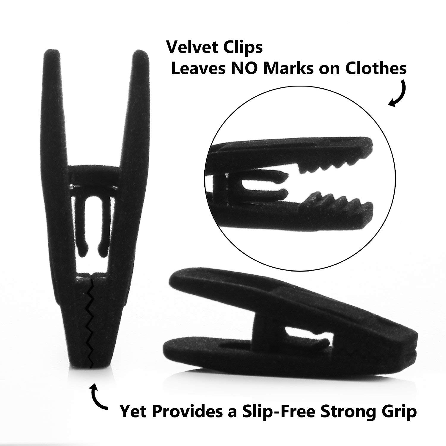 20 Pack Velvet Hanger Clips for Velvet Hangers - Durable Pant & Skirt Hangers with Secure Clips for Baby Clothes, Ideal for Nursery, Closet & Wardrobe Organization