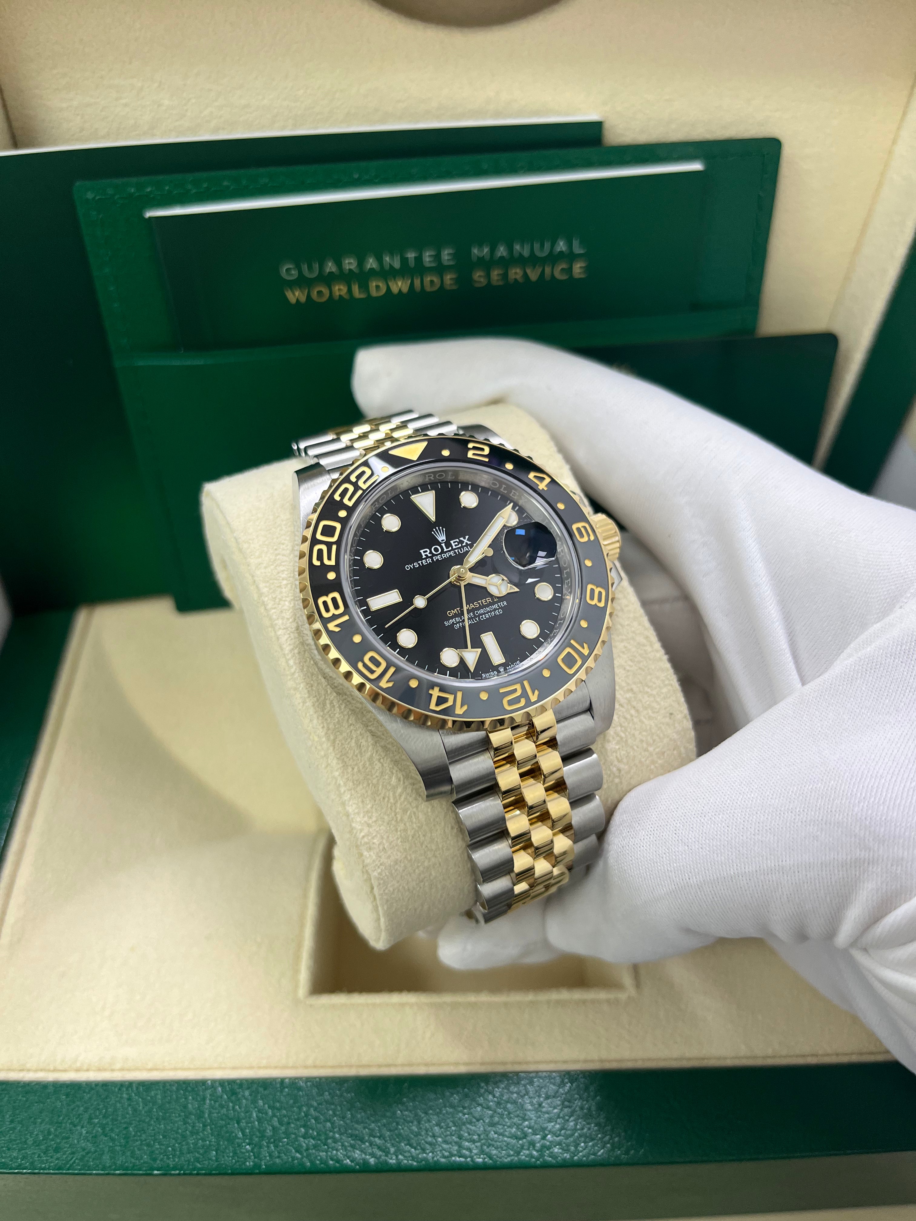 Rolex GMT Master II Two Tone Black Jubilee 126713GRNR Watch - Luxury Stainless Steel & Gold Men's Timepiece for Travel, Business & Special Occasions