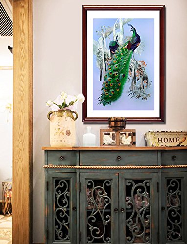 Grace Art Handmade Large Asian Silk Embroidery Wall Hanging - Peacock Tree Design for Home Decor | Perfect for Living Room, Bedroom & Office Wall Art