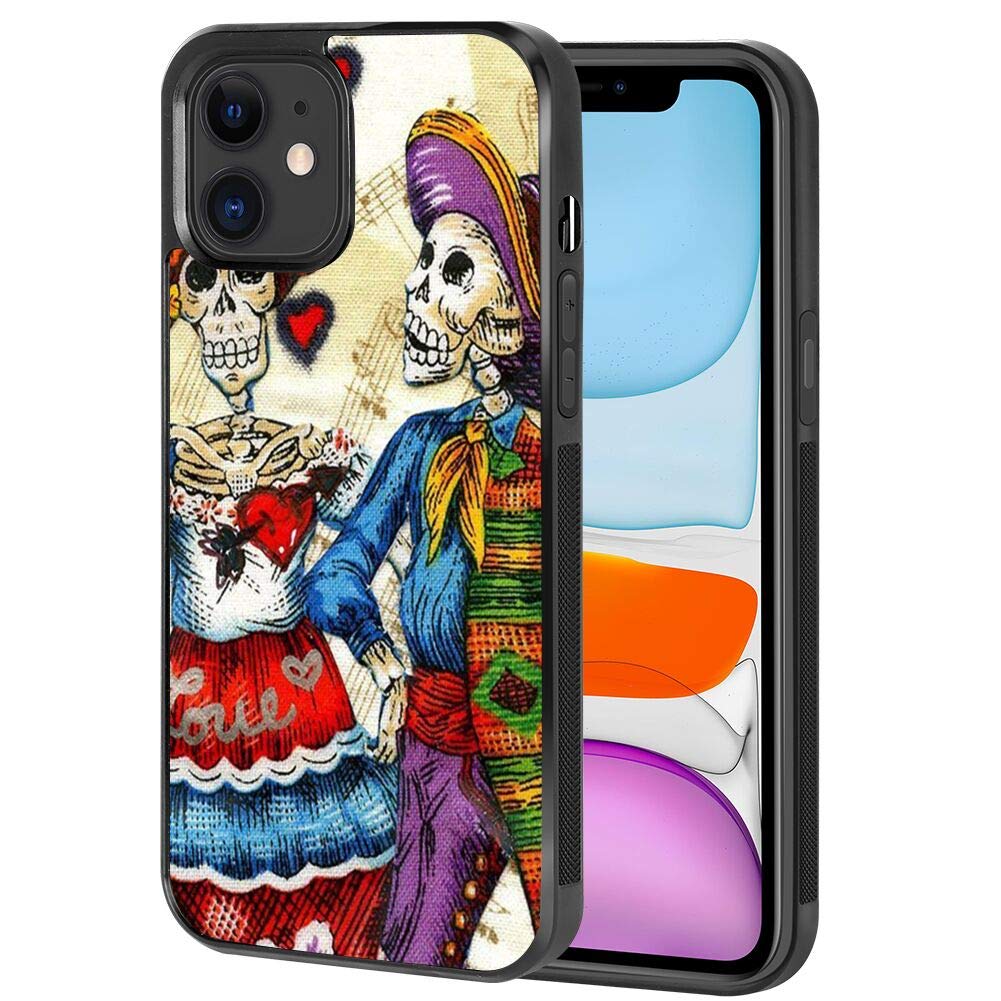 **iPhone 12 Mini Case - Sugar Skull Design Hard Shell with Soft TPU Edge, Durable PC+TPU Black Cover - Perfect for Daily Use & Travel Protection**
