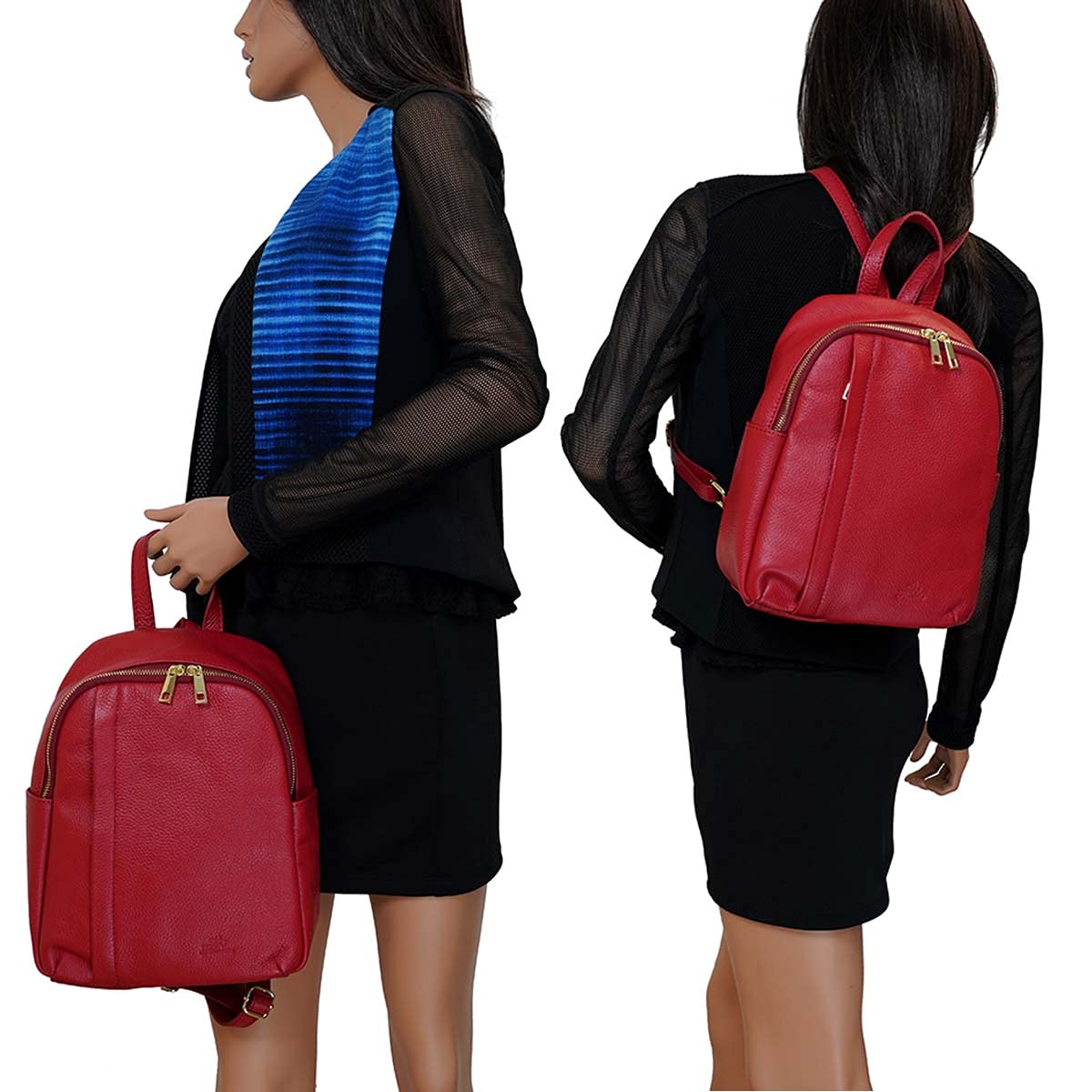 Authentic Italian Genuine Leather Women's Backpack Purse - Stylish Travel Bag for Women (Red) | Perfect for Work, College & Weekend Getaways