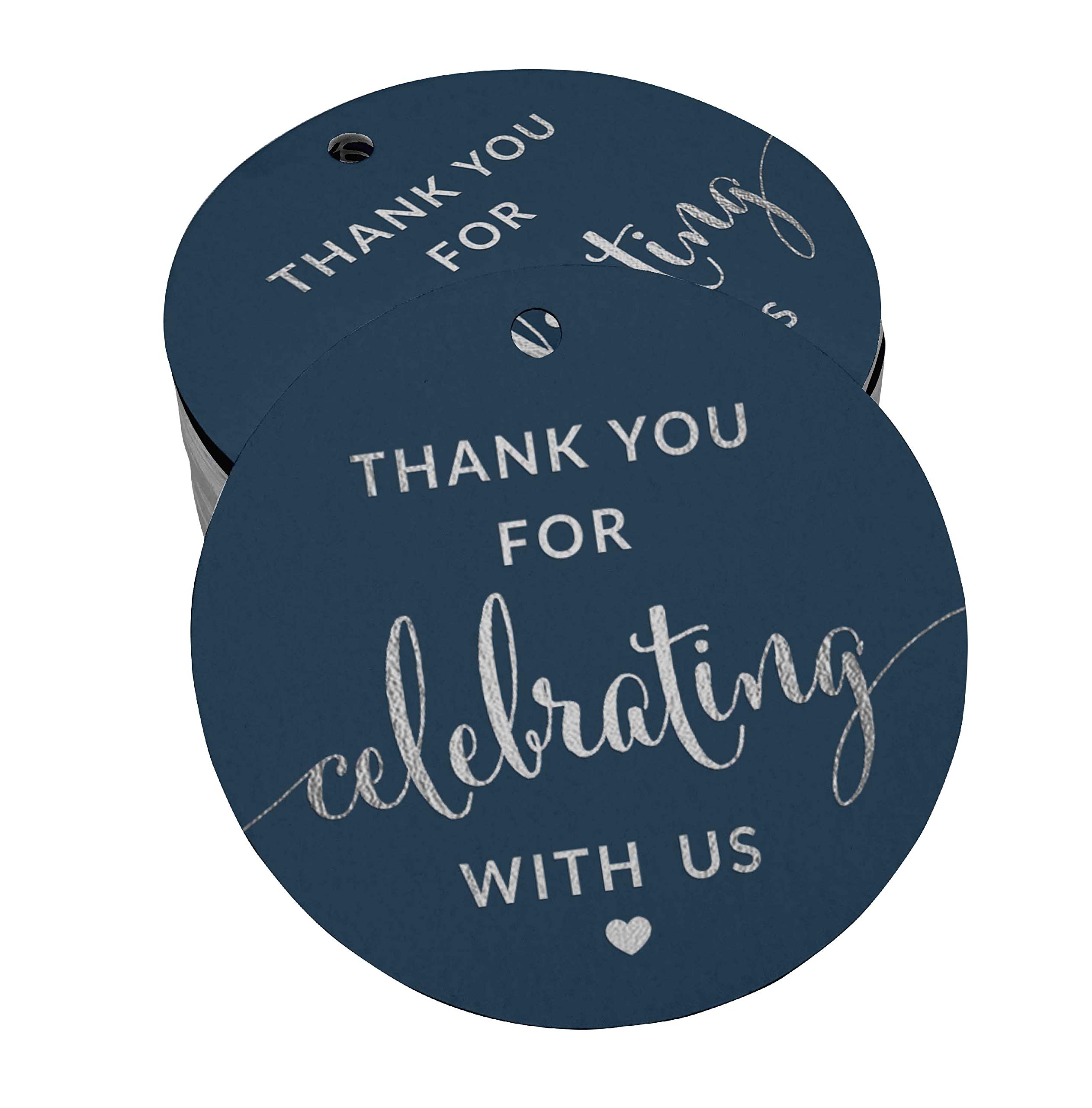 100pcs Elegant Silver Foil Thank You Tags for Wedding, Baby Shower, Bridal Shower & Birthday Party Favors - Perfect for Gift Wrapping, DIY Crafts and Event Decorations