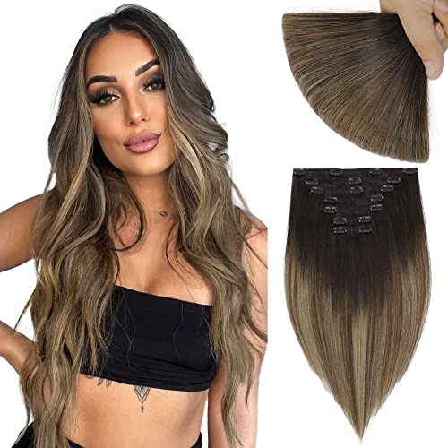 Ombre Black to Chestnut Brown Highlighted Honey Blonde #1B/6/27