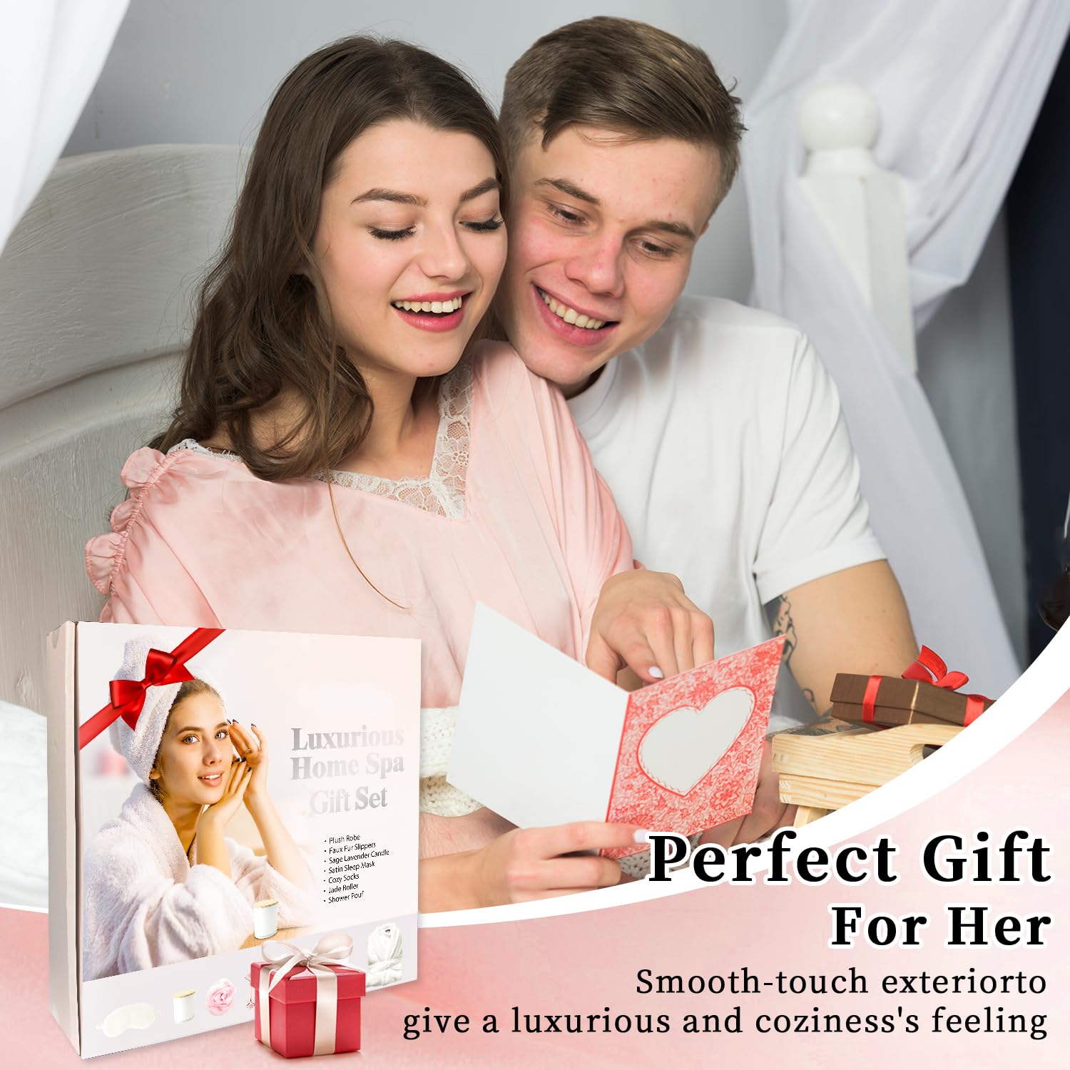 Luxury Satin Bathrobe & Sleep Mask Gift Set for Women - 7-Piece Spa Self Care Kit with Scented Candles | Perfect Birthday, Christmas & Relaxation Gifts for Her | Ideal for Home Spa Nights, Mother's Day & Romantic Getaways