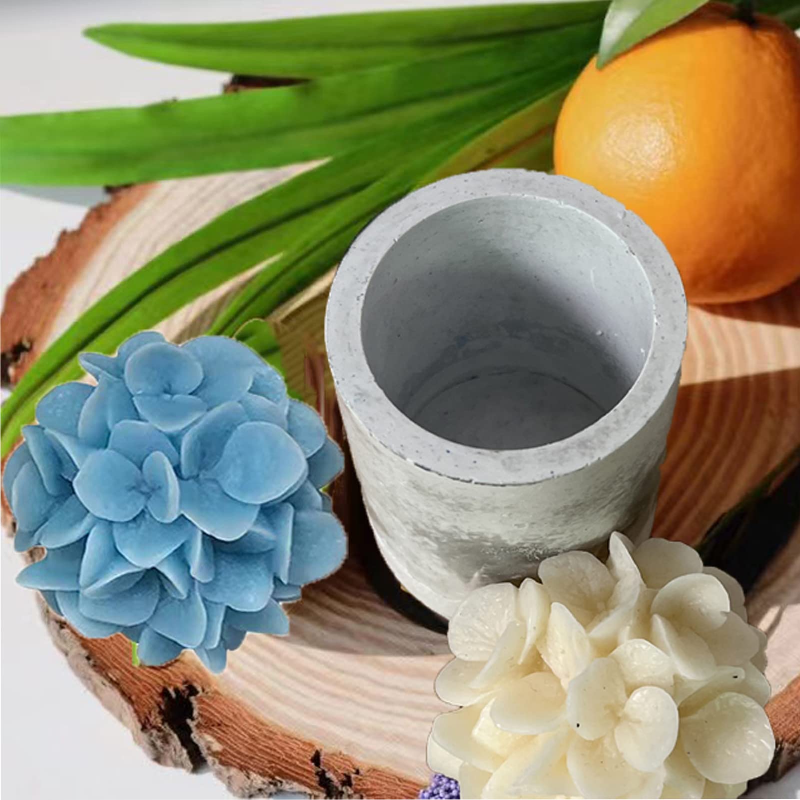 Hydrangea Flower Soap & Candle Molds with Lids - Silicone Concrete Candle Jar Molds for DIY Soap Making, Candle Vessels - Perfect for Wedding Favors, Home Decor, Bath & Body Crafts