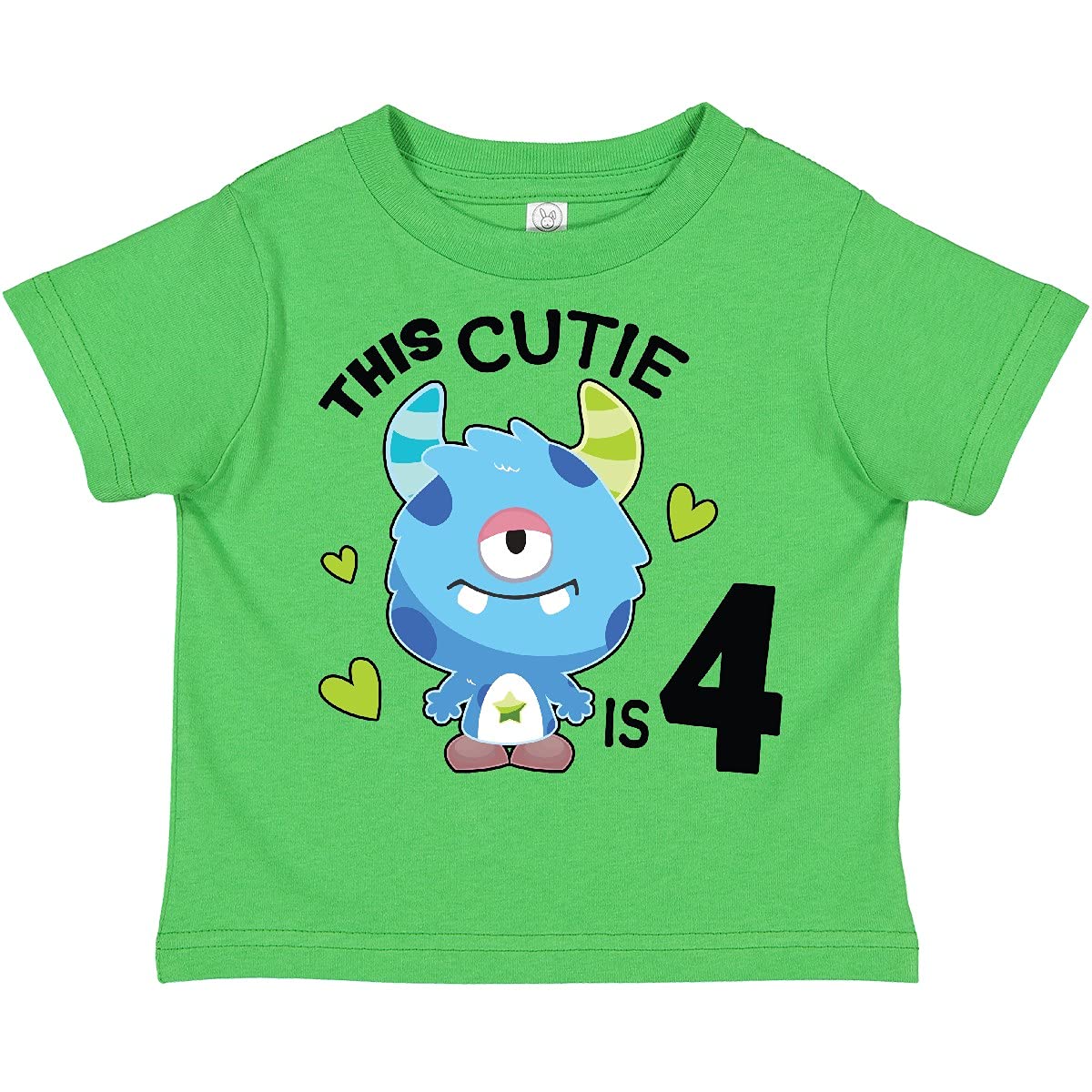 Inktastic Cute Blue Monster & Hearts Toddler T-Shirt - Size 4T | Adorable Kids Graphic Tee for Birthday, Playdates & Casual Wear
