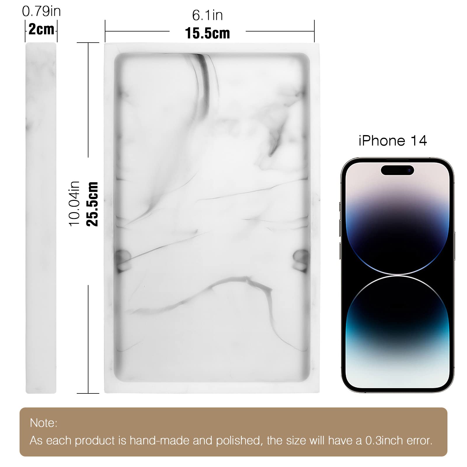 Luxspire White Marble Bathroom Vanity Tray - Resin Jewelry Organizer, Ring Dish & Countertop Storage for Perfume, Candles, Soap, Towels | Bathroom, Dresser & Kitchen Sink Decor | Perfect for Home, Spa & Hotel Use