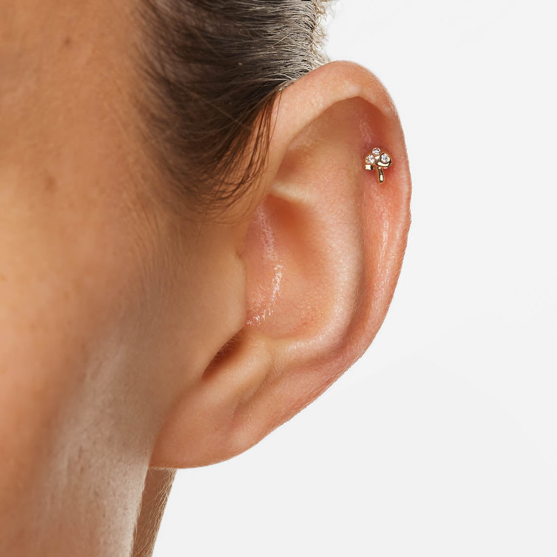 10k Gold Spotted Mushroom Helix Single Stud Earrings - Perfect for Everyday Wear & Unique Gifts