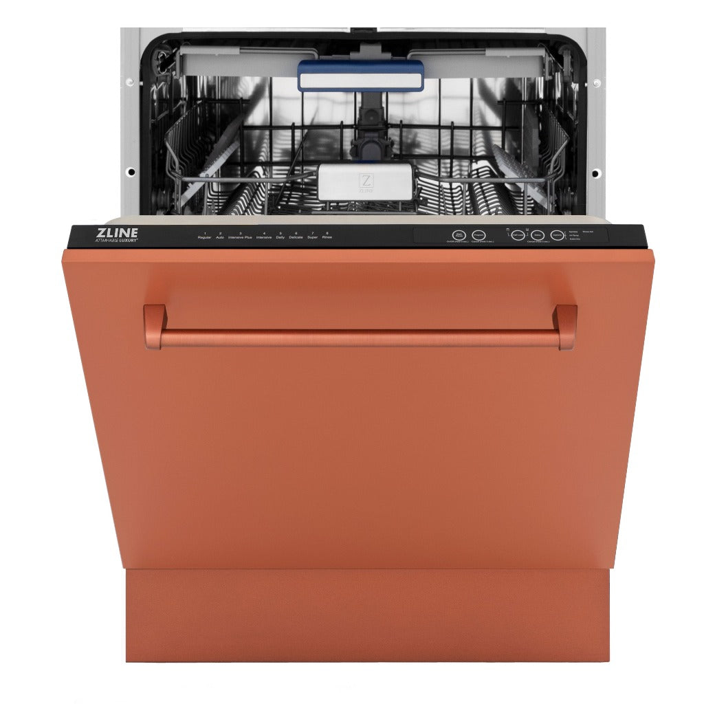 ZLINE 24 Inch Tallac Series 3rd Rack Tall Tub Dishwasher in Copper with Stainless Steel Tub - 51dBa Ultra Quiet (DWV C 24) | Perfect for Small Kitchens, Apartments & Energy-Efficient Homes