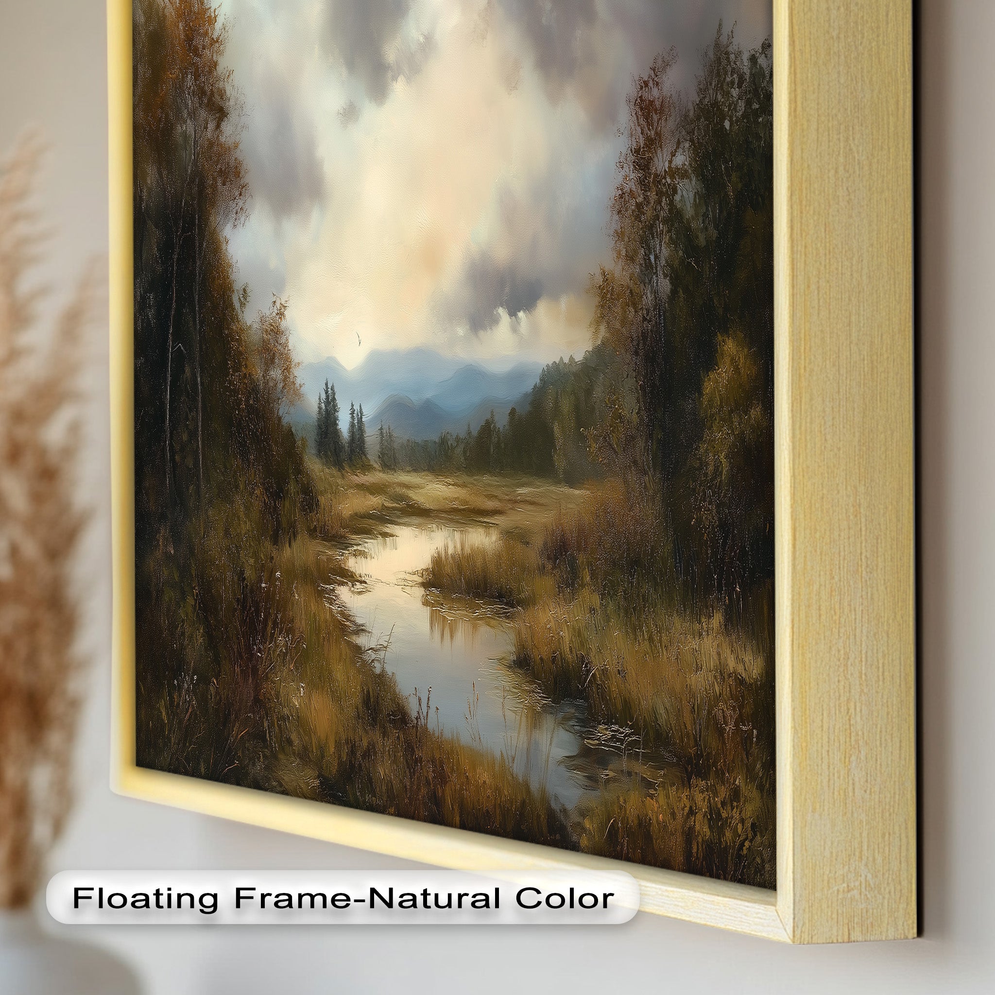 Autumn River Landscape Oil Painting - Handmade Canvas Wall Art for Living Room, Bedroom & Office Decor