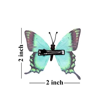KYNA Set of 2 Butterfly Hair Clips - Mesh Hair Pins for Women & Girls, Hair Accessories for Party, Wedding, Birthday Gifts (Green) - Perfect for Daily Wear, Special Occasions and Gift Giving