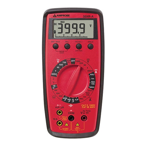 Amprobe 33XR-A Digital Multimeter 1000V DC with Temperature Capacitance & Frequency Measurement - Perfect for HVAC, Electrical Testing & Automotive Diagnostics