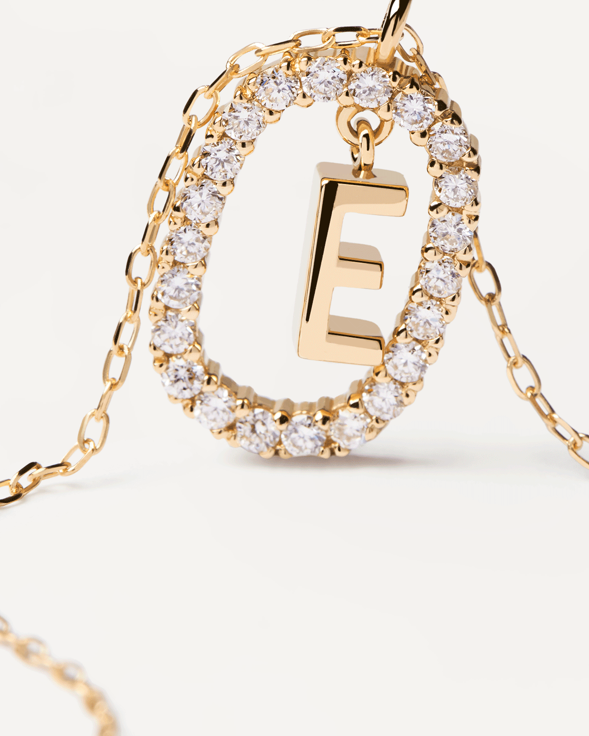 GRID 14K Yellow Gold Letter E Diamond Pendant Necklace for Women - Elegant Layering Jewelry for Everyday Wear & Special Occasions