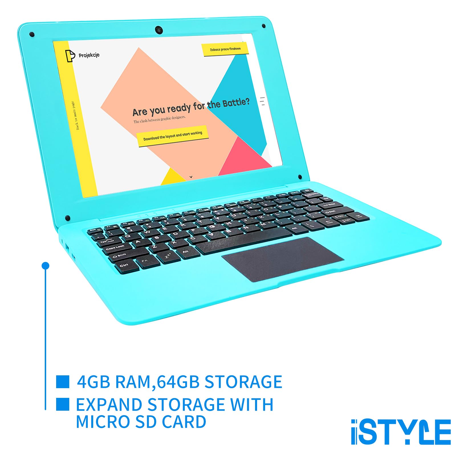 10.1 Inch Ultra Thin Windows 10 Laptop - Intel Quad Core, 4GB RAM, 64GB Storage, Expandable to 1TB, USB 3.0, WiFi, HDMI, Bluetooth - Portable Netbook for Students, Business & Travel (Blue)