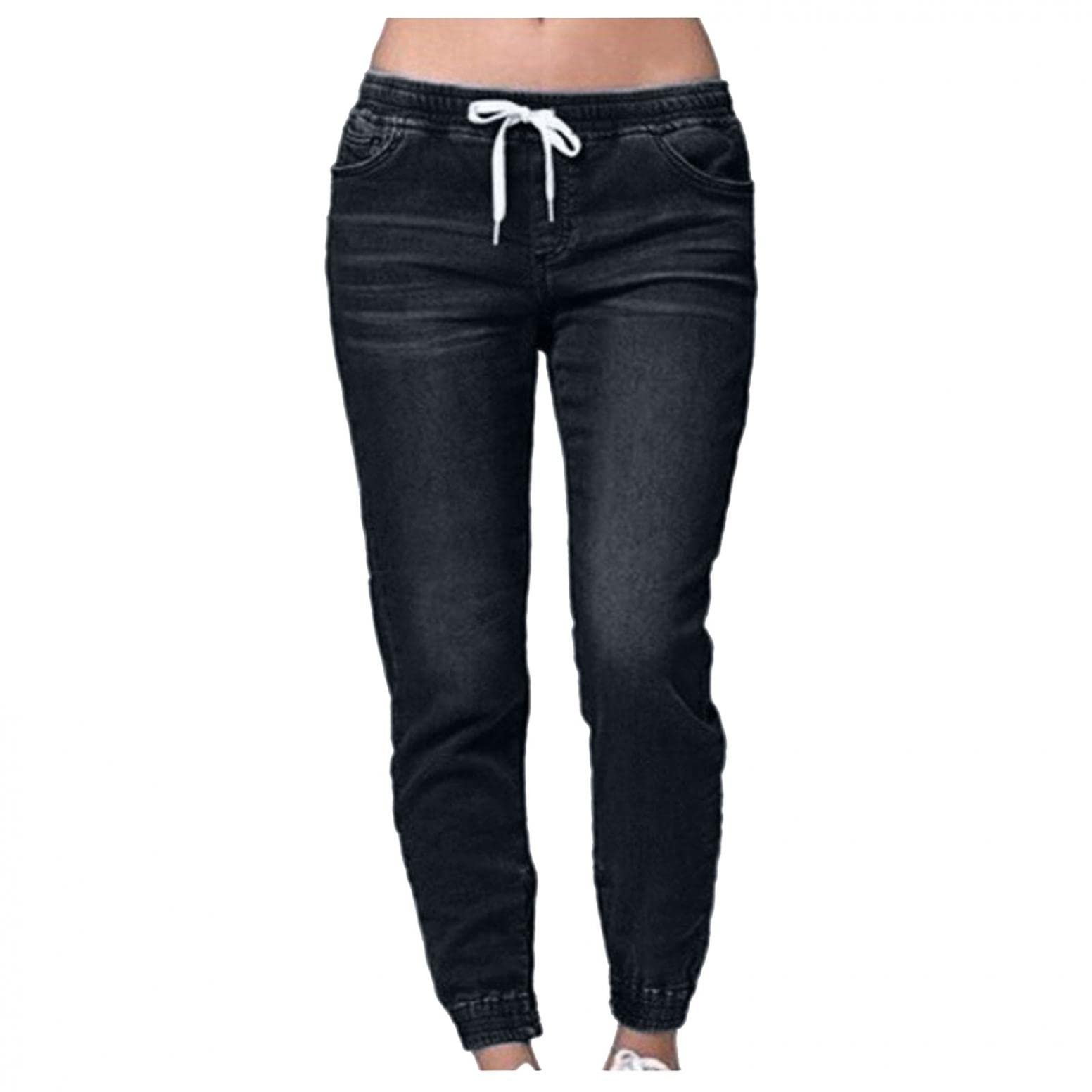 Women's Baggy Jeans - High Waist Jogger Denim Pants with Drawstring & Side Pockets | Casual Loose Fit Comfortable Jeans for Workout, Running, Streetwear Fashion