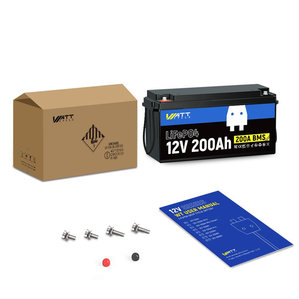 12V 200Ah LiFePO4 Deep Cycle Battery Kit with 500A Bluetooth Battery Monitor - Perfect for Solar Power Systems, RVs, Marine & Off-Grid Applications