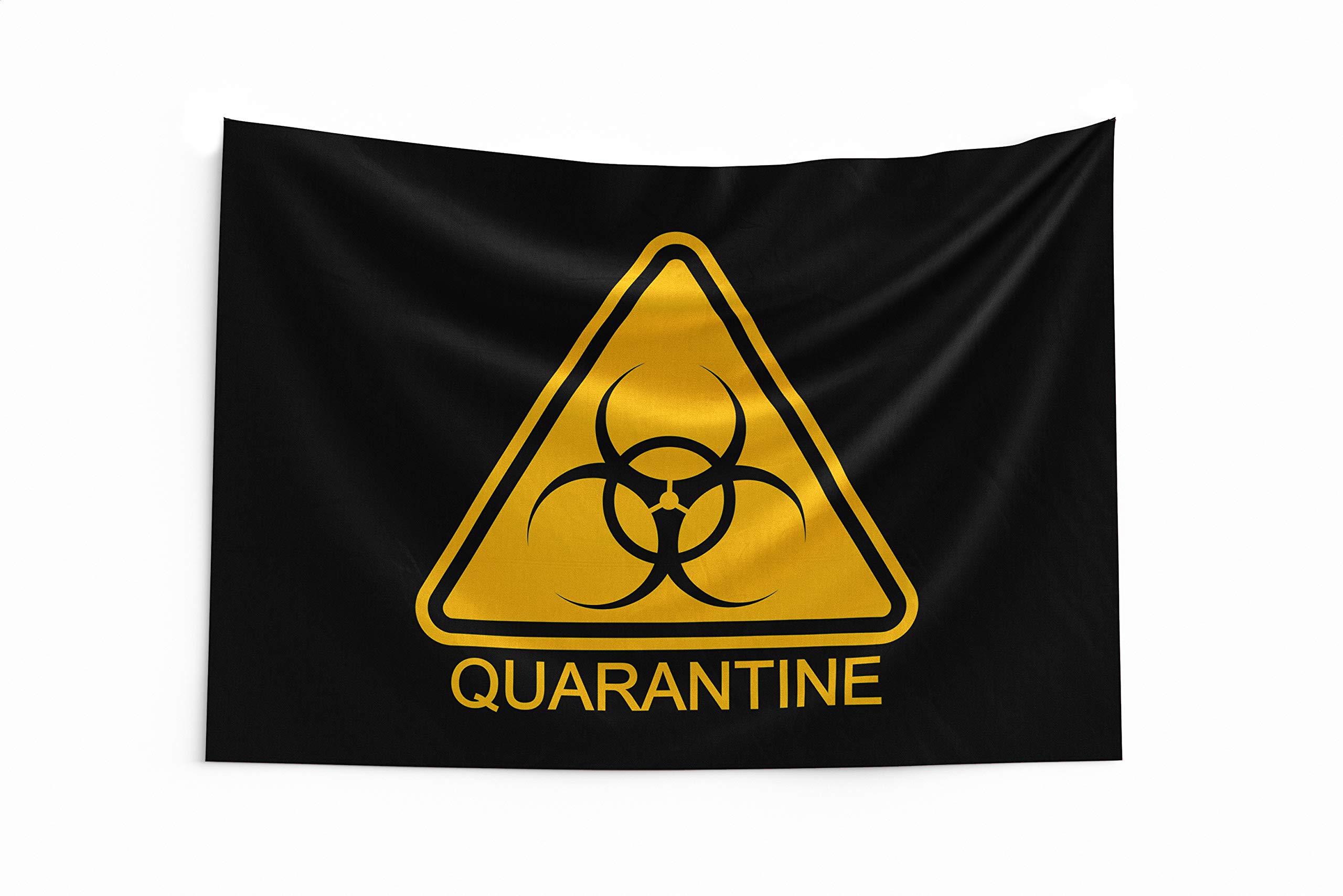 Pro-Graphx Large 3' x 5' Black Warning Tapestry Banner - Stop The Spread & Fight Against Sign for Outdoor Porch, House Decoration - Perfect for Pandemic Awareness, Social Distancing Reminder & Safety Messaging