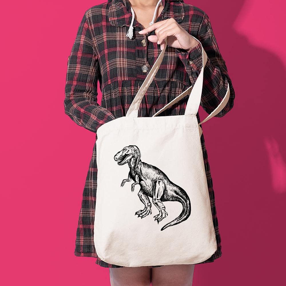 **CafePress T-Rex Canvas Tote Bag - Natural Reusable Shopping Bag for Groceries, Beach, Work & School**