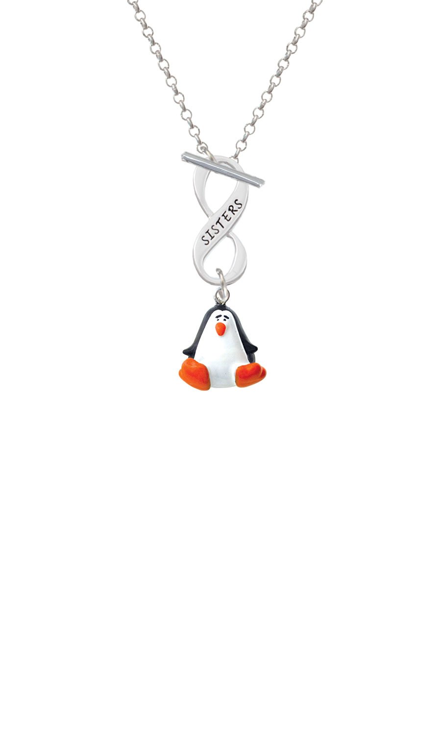 Resin Penguin Necklace - Infinity Toggle Chain Jewelry for Sisters Gift