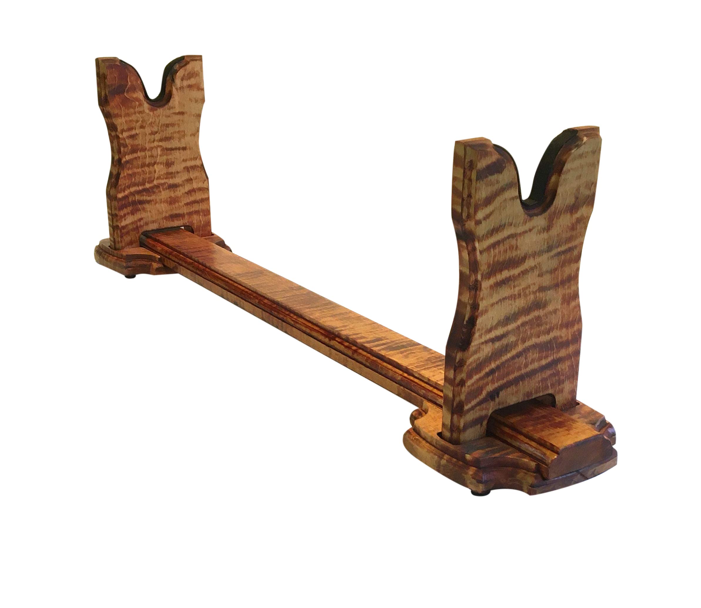 Premium Tiger Maple Adjustable Gun & Sword Display Stand - Wall Mount or Tabletop for Firearms, Knives, Collectibles - Perfect for Home, Office, or Gun Show Displays