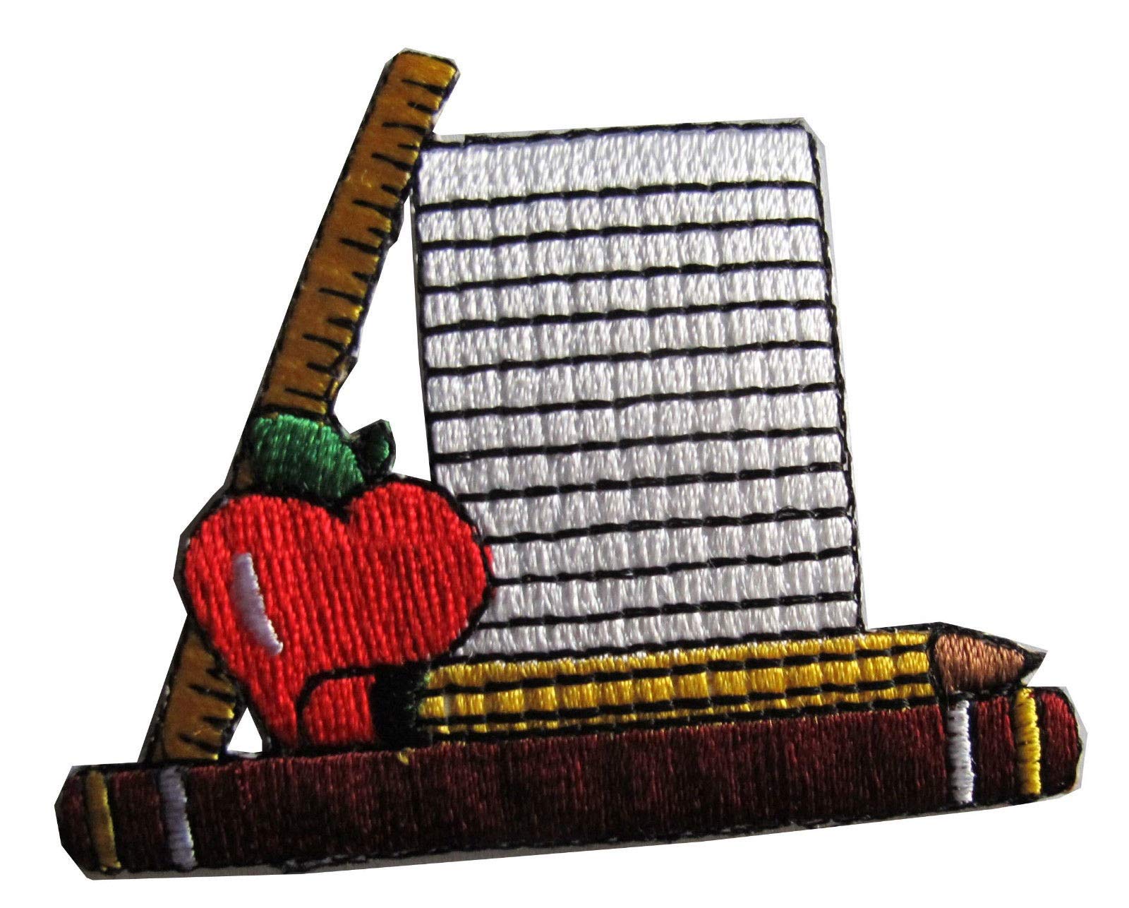 SPK Art Notebook Set with Pencil, Ruler & Apple Embroidery Iron-On Patch - DIY Sew on Patches for Backpacks, Jeans & Crafts - Perfect for School, Gifts & Creative Projects