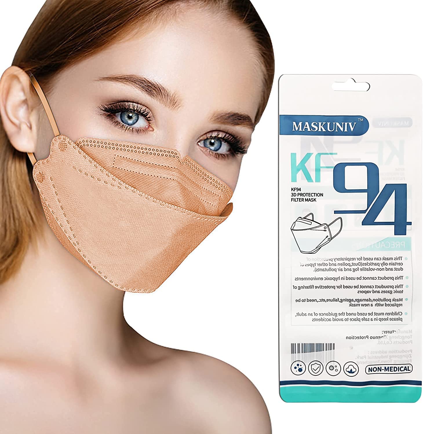 KF94 Face Mask for Adults - 3D Protective Dust Mask, 4-Ply Disposable Face Cover - Ideal for Daily Use, Travel & Public Safety Protection