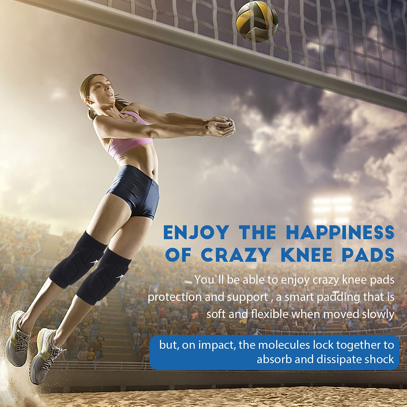 **Volleyball Knee Pads for Men & Women – Professional Grade Knee Compression Sleeves with High Protection Pads – Support for Running, Meniscus Tear, ACL, Arthritis & Joint Pain Relief – Ideal for Volleyball, Basketball & Workouts**