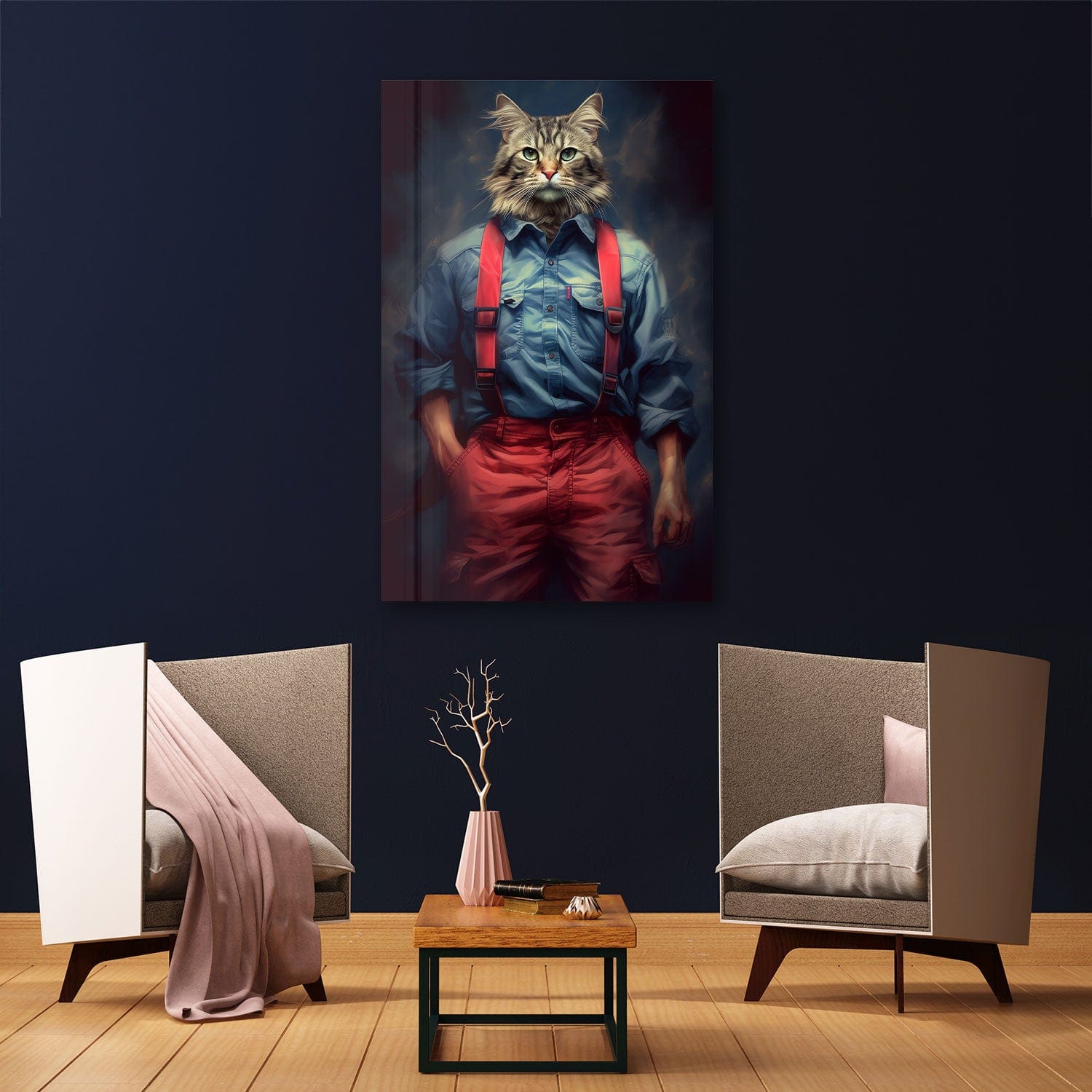 Mr. Cat Premium Tempered Glass Wall Art - Elegant Home Decor for Living Room, Bedroom & Office