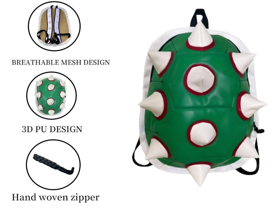 Green Turtle Thorn Backpack for Cosplay & Casual Use - Durable Laptop Backpack for School, Work & Travel