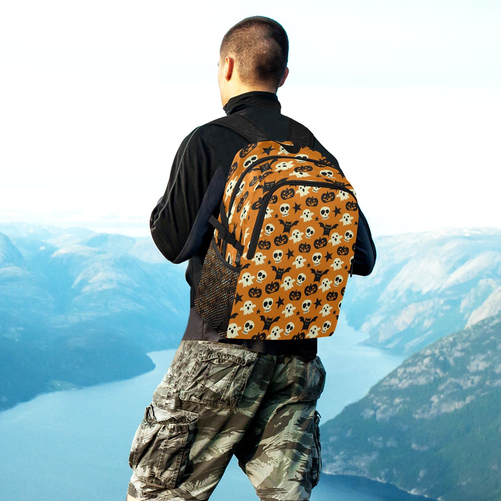 Spooky Skull Halloween Hiking Backpack - 20L Lightweight Waterproof Daypack for Travel, Camping & Outdoor Adventures | Perfect for Trick-or-Treating, Haunted Trails & Costume Parties