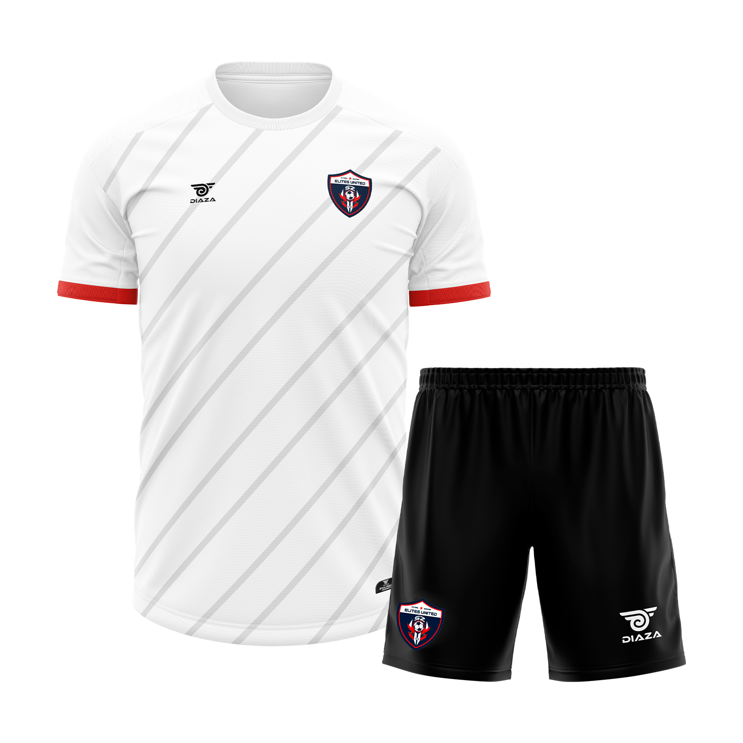 Elites United Away Training Uniform Kit - White Soccer Jersey & Shorts Set for Men - Perfect for Soccer Practice, Training & Casual Wear