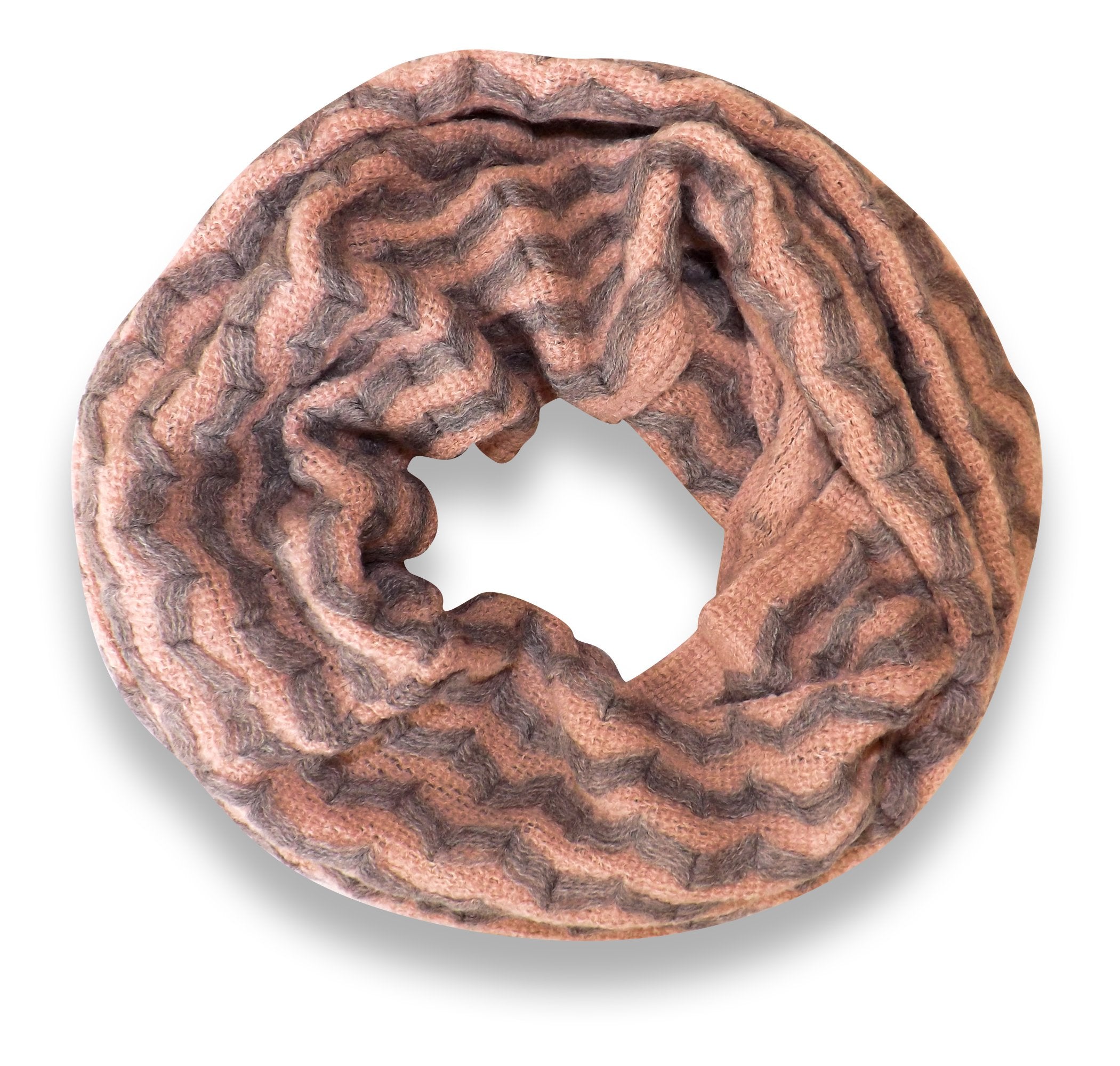 Stylish Tan Chevron Knit Infinity Scarf - Classic Loop Scarf for Women - Perfect for Fall, Winter & Holiday Outfits
