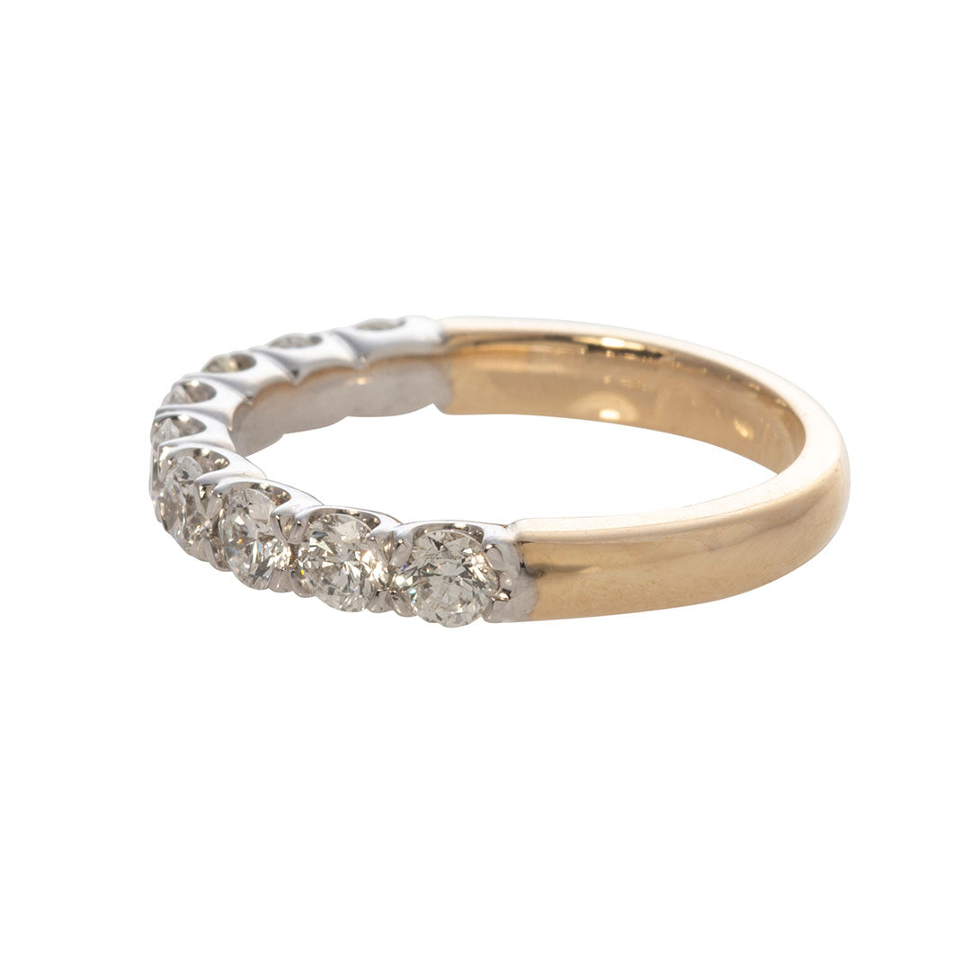0.86ctw Diamond Pavé 14K Two-Tone Gold Halfway Eternity Band Ring for Women - Perfect for Weddings, Anniversaries & Special Occasions