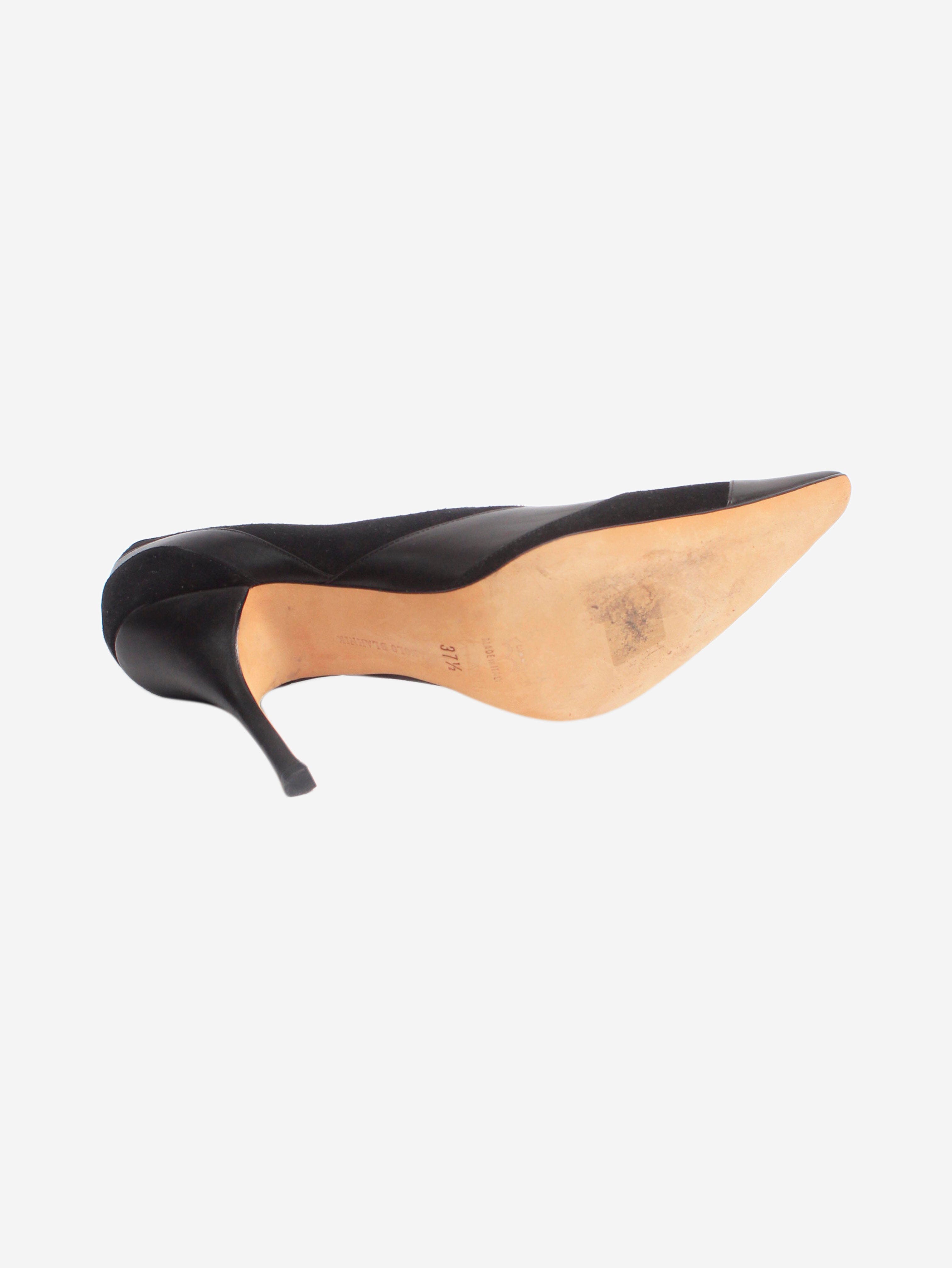 Stylish Black Suede & Leather Pumps Women's Size EU 37.5 (US 7.5) - Perfect for Office, Party & Formal Occasions