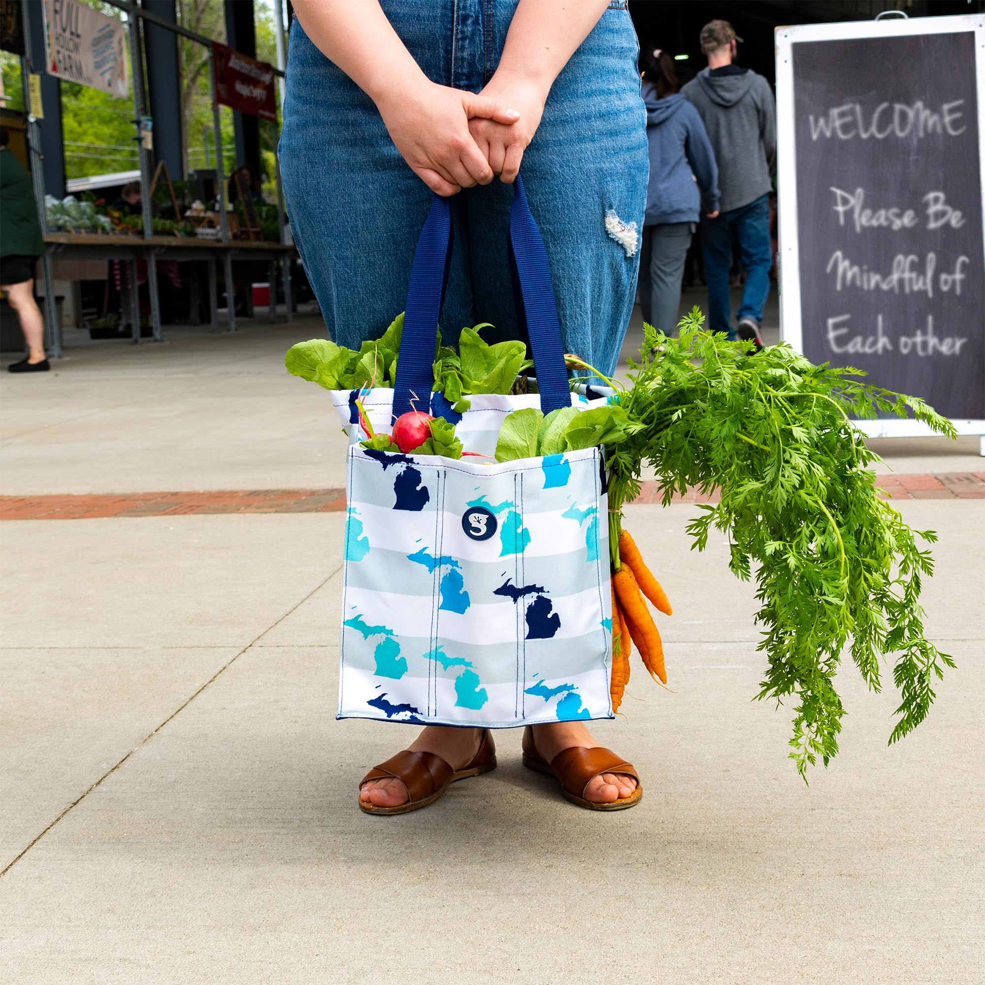 Geckobrands 7 Pocket Market Tote Bags - Lightweight Multipurpose Organizer for Pool, Beach, Travel & Grocery Shopping - Durable Reusable Shopping Bag with Multiple Pockets - Perfect for Errands, Picnics & Daily Use