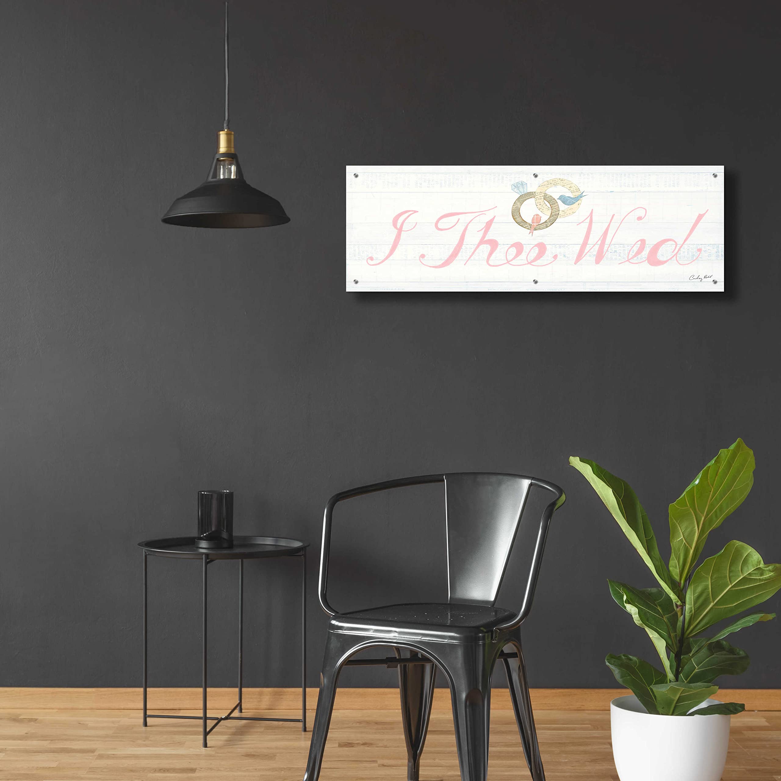Courtney Prahl Lovebirds Sign I - 48x16 Inch Acrylic Glass Wall Art Painting, Modern Home Decor for Living Room, Bedroom & Office