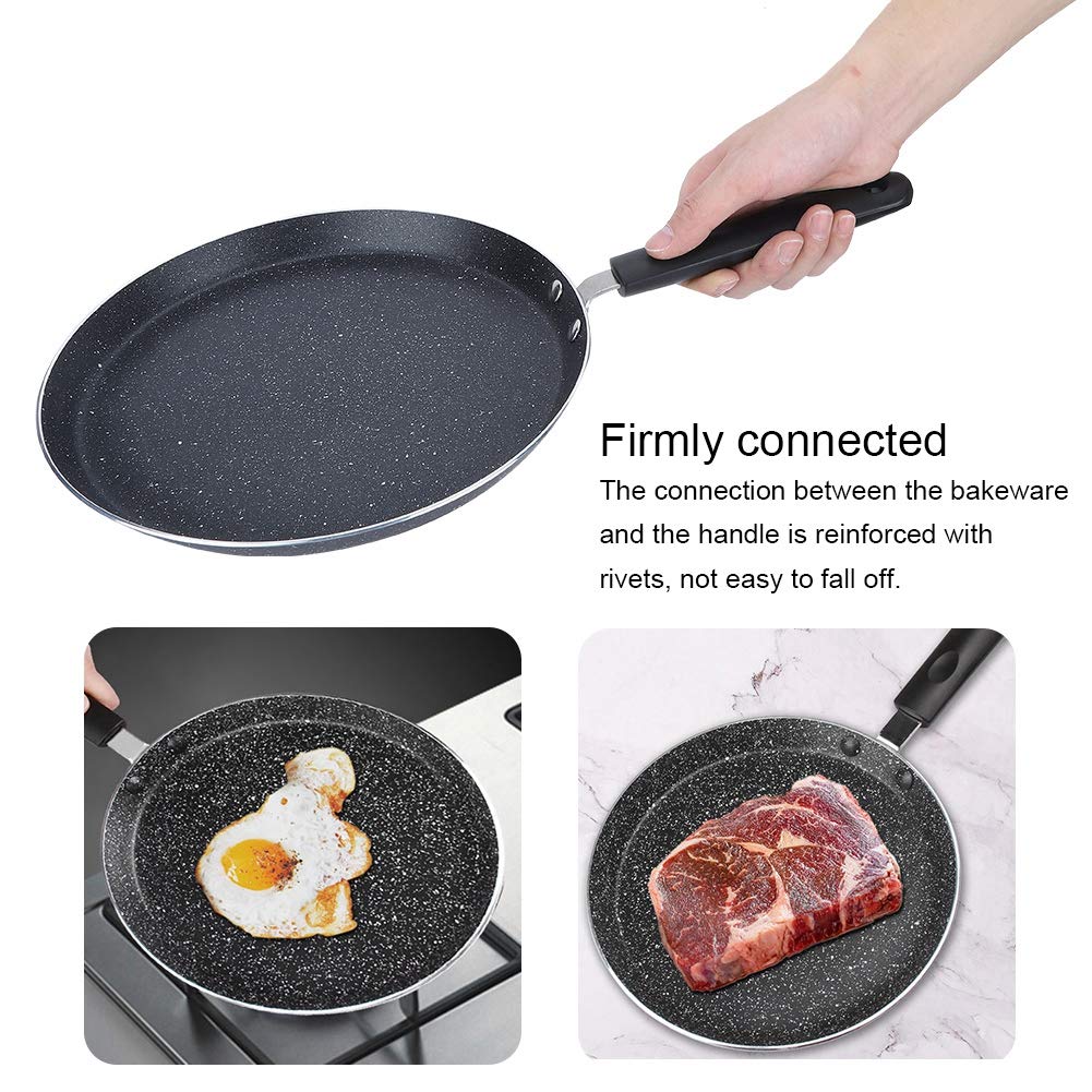 Nonstick Crepe Pan - Aluminum Egg Frying Skillet for Omelets, Pancakes & Tortillas | Induction Stove Compatible | Perfect for Roti, Dosa & Crispy Tawa Cooking | Home Kitchen Cookware for Breakfast & Indian Cuisine