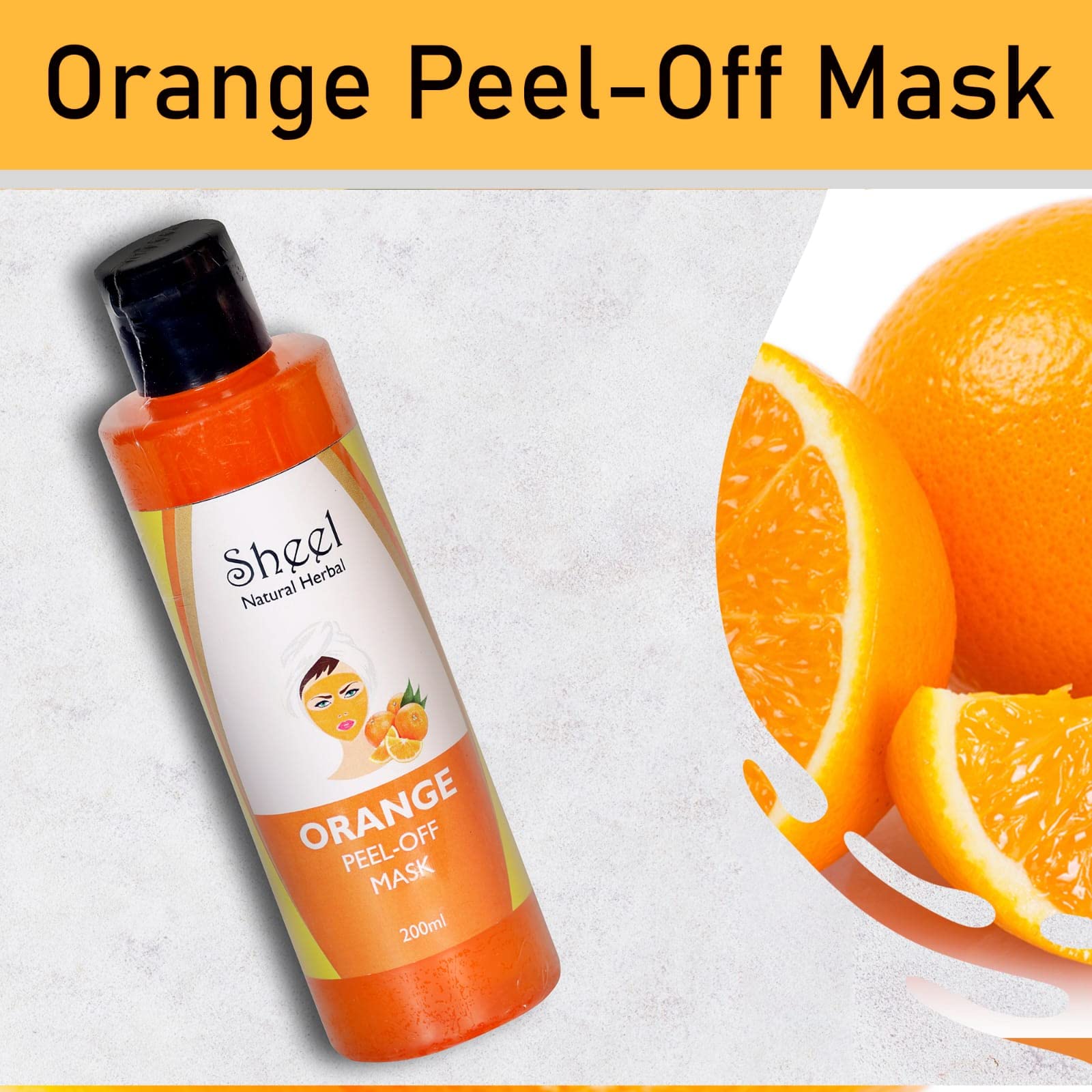 Sheel Orange Peel Off Mask for Tan Removal & Skin Brightening - 200ml | Deep Cleansing, Exfoliating & Glowing Complexion | Perfect for Acne-Prone & Dull Skin - Use Before Special Events or Weekly Skincare Routine