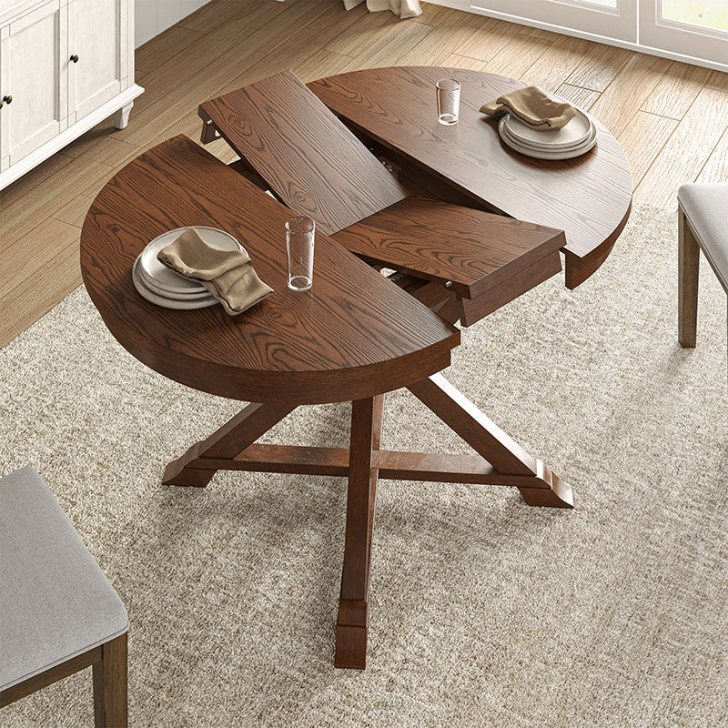 Extendable Round Dining Table - Traditional Israeli Design for Small Spaces | Perfect for Family Gatherings & Dinner Parties