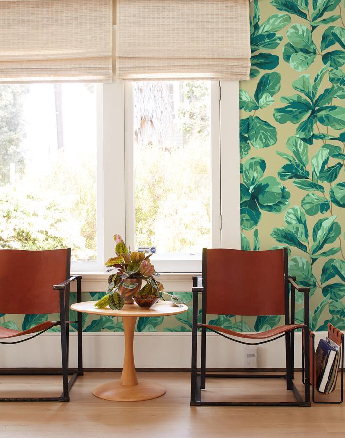 Nathan Turner Fiddle Leaf Fig Wallpaper with Bamboo Design - Perfect for Living Room, Bedroom & Home Decor