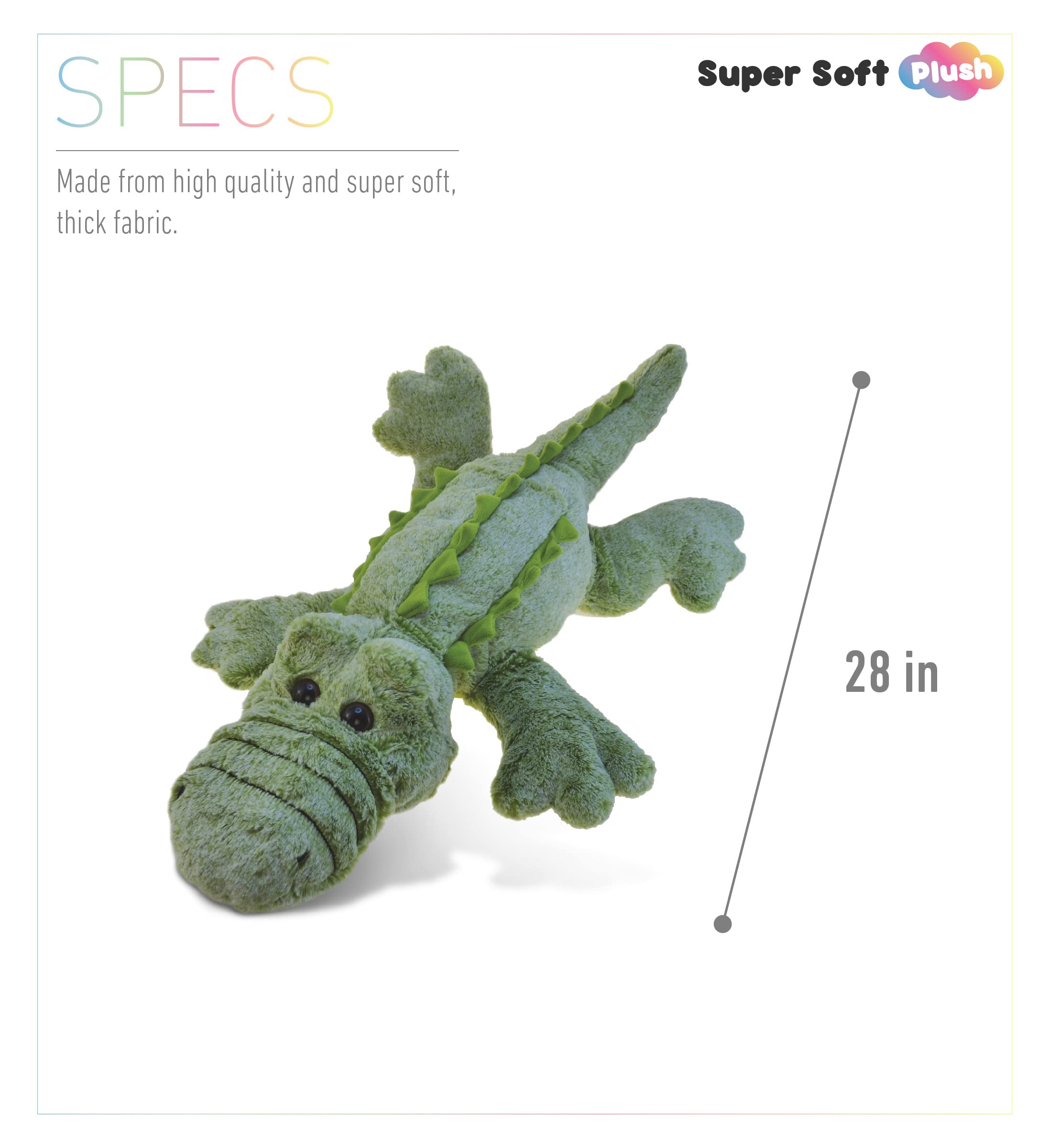 Puzzled DolliBu Super Soft Plush Alligator Stuffed Animal - 28 Inch Jumbo Hugging Pillow for Kids & Toddlers | Cozy Nap Buddy, Floor Cushion, Nursery Decor, Playroom Essential, Birthday Gift for Boys & Girls