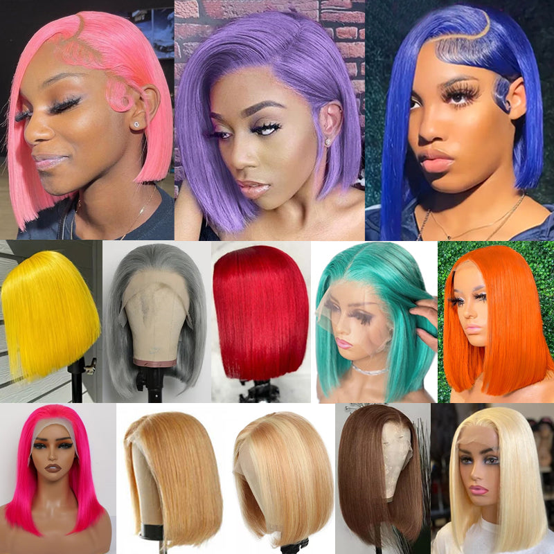 Eullair Blonde Straight Short Bob 13x4 Lace Front Wig - 100% Human Hair for Women & Girls | Summer Fashion, Cosplay, Daily Wear & Special Occasions