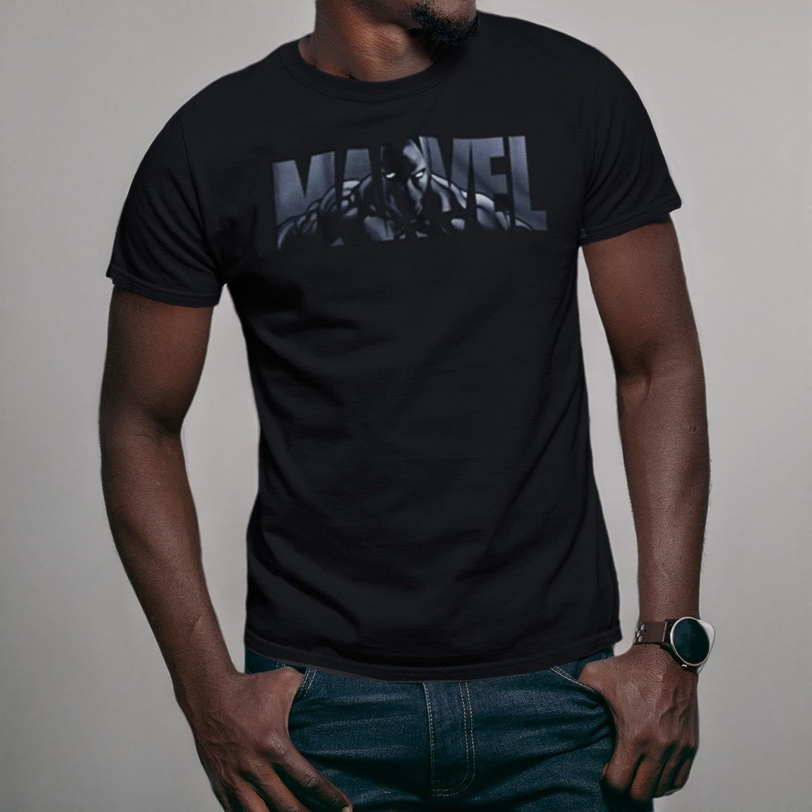 Marvel Black Panther Logo T-Shirt for Men & Women - Superhero Graphic Tee for Casual Wear, Cosplay & Marvel Fans