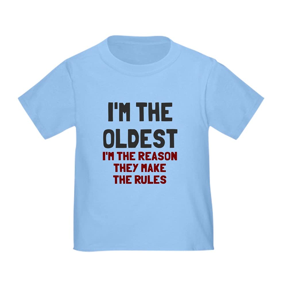 Funny Toddler T-Shirt - 'I'm The Oldest I Make The Rules' Cute Sibling Tee for Boys & Girls - Perfect for Family Photos, Playdates & Birthday Parties
