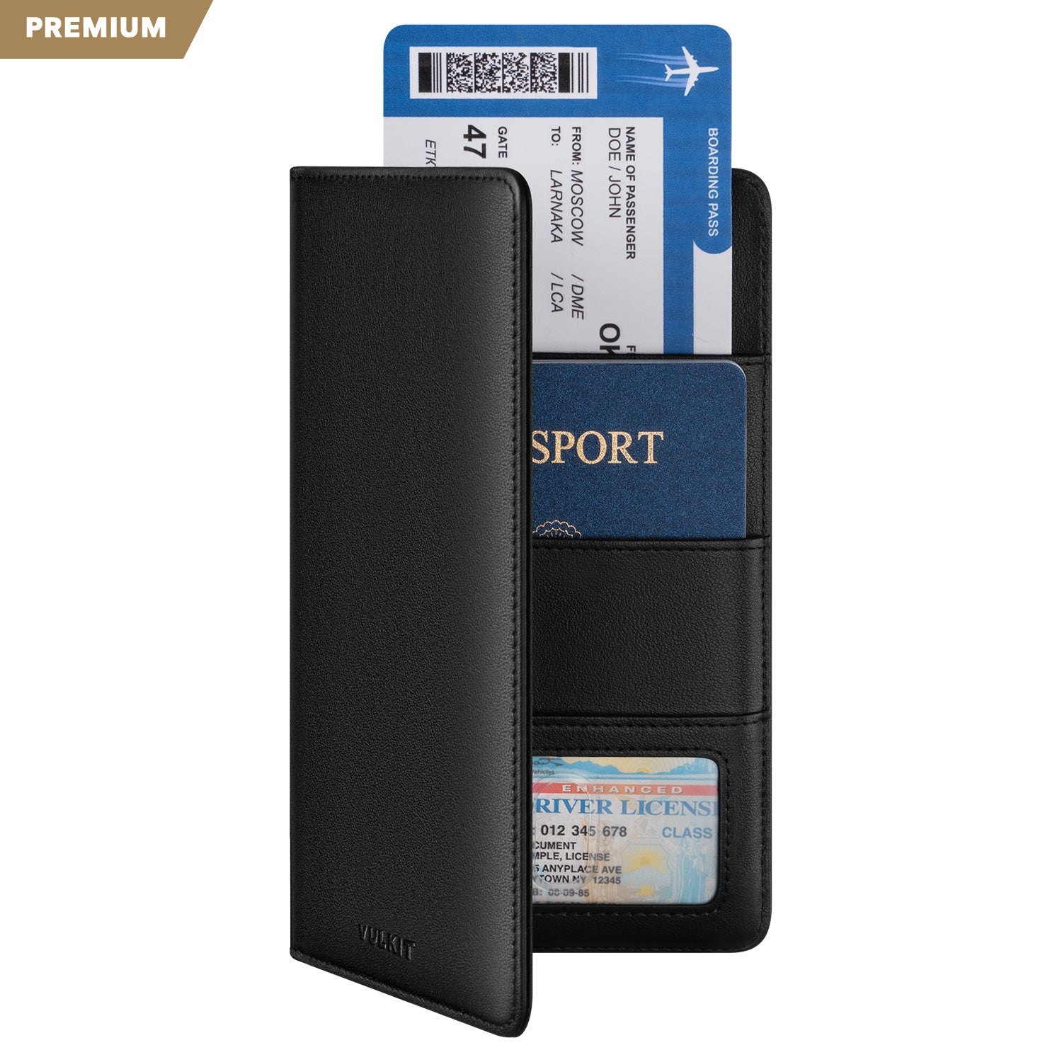 VPW100P Genuine Leather Travel Passport Card Holder - RFID Blocking Wallet for Men & Women - Perfect for Airports, Business Trips & International Travel