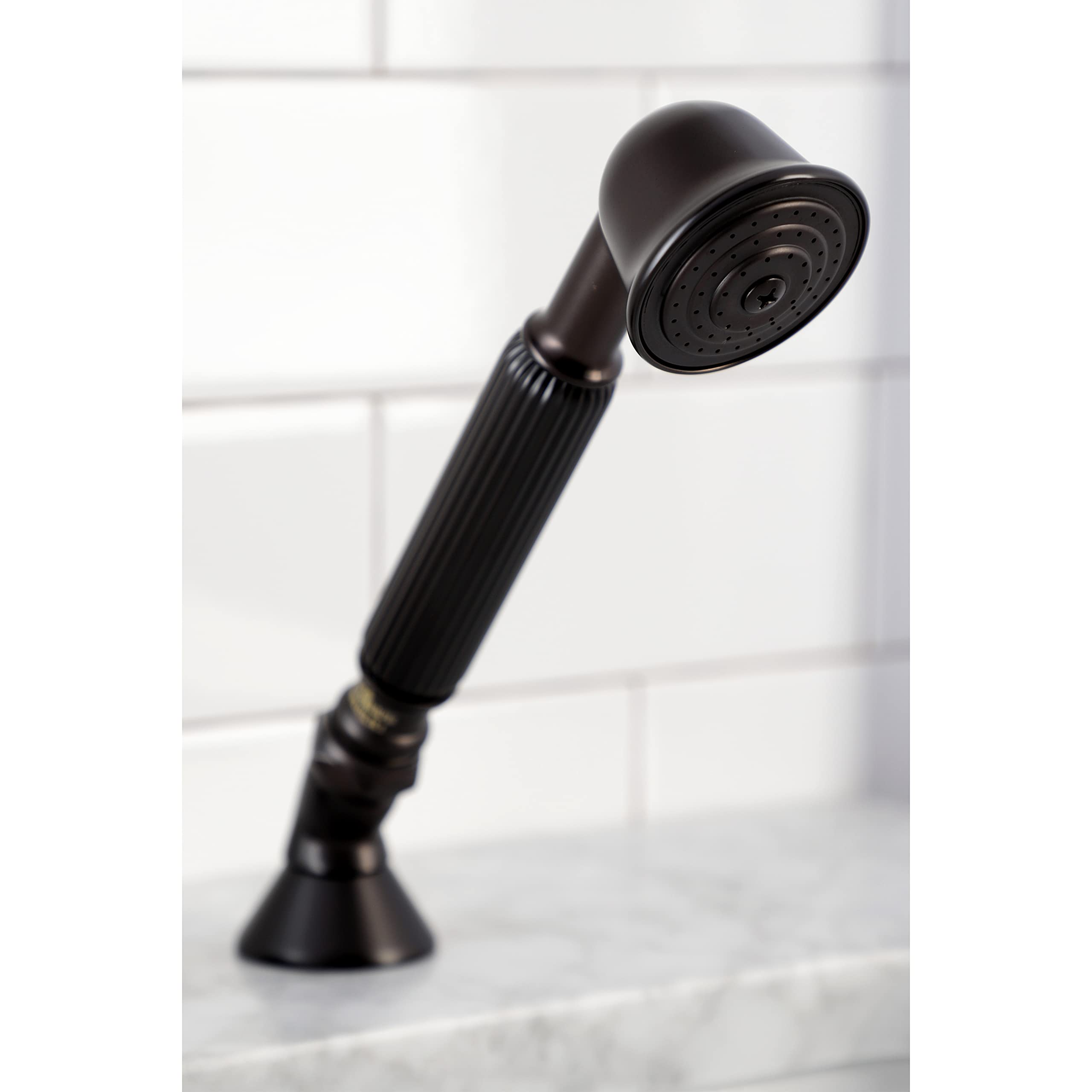 Kingston Brass KSK3355AXTR Oil Rubbed Bronze Deck Mount Hand Shower with Diverter for Roman Tub Faucet, 8 x 5.63 x 1.81 Inches - Perfect for Bathroom Renovation & Spa-Like Shower Experience