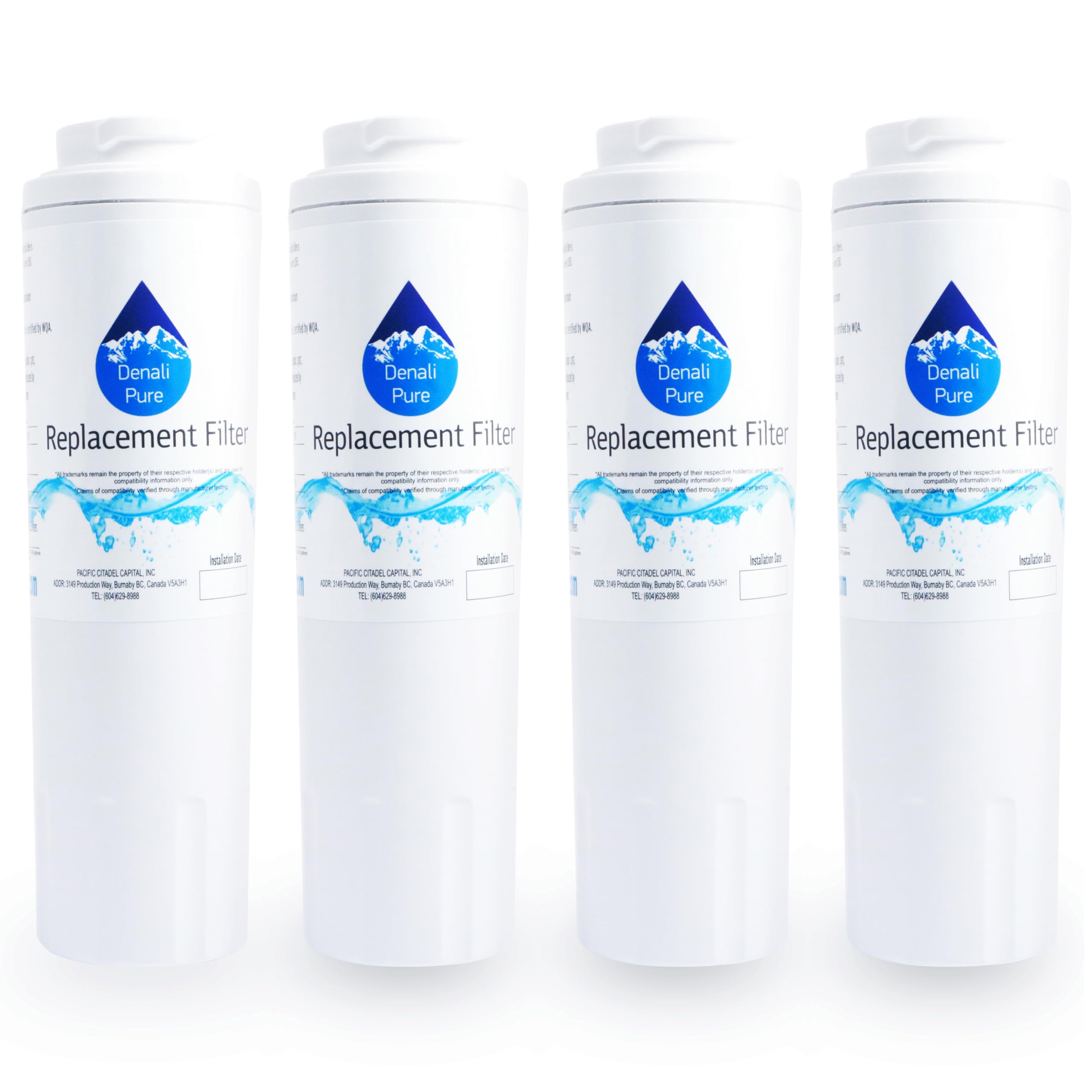 4-Pack Whirlpool GX5FHTXVQ Refrigerator Water Filter Replacement - Compatible with Whirlpool 4396395 Fridge Water Filter Cartridge | Pure Drinking Water for Home & Office Use